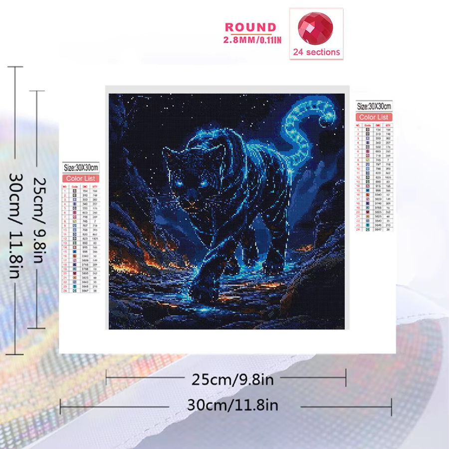 EverShine Diamant-Mosaik Leopardenbild mit Strass-Stickerei als 5D-Heimdekoration in Blau - Bild 2