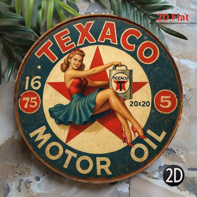 Vintage Texaco Metall-Wandkunst von CIFBUY mit rotem Stern in Mehrfarben für die Garage - Bild 1