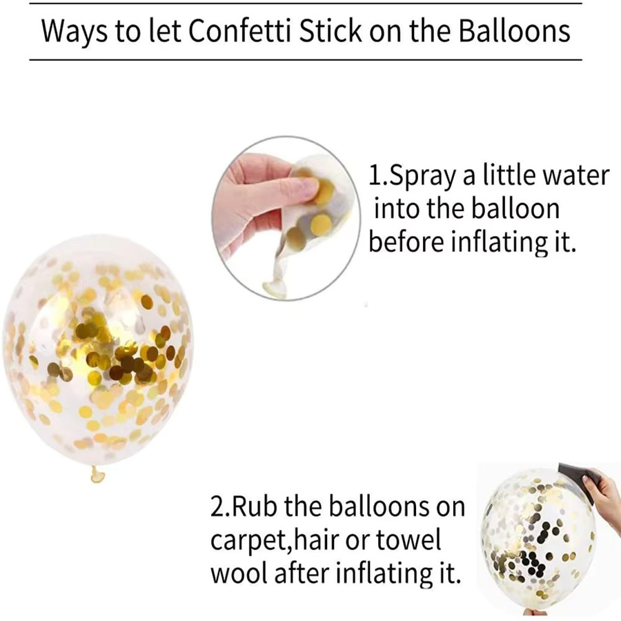 Surpsea Konfetti Latex Ballons 12 Zoll in Gold, Rot, Blau und Rose Gold für Hochzeitsdekoration - Bild 3
