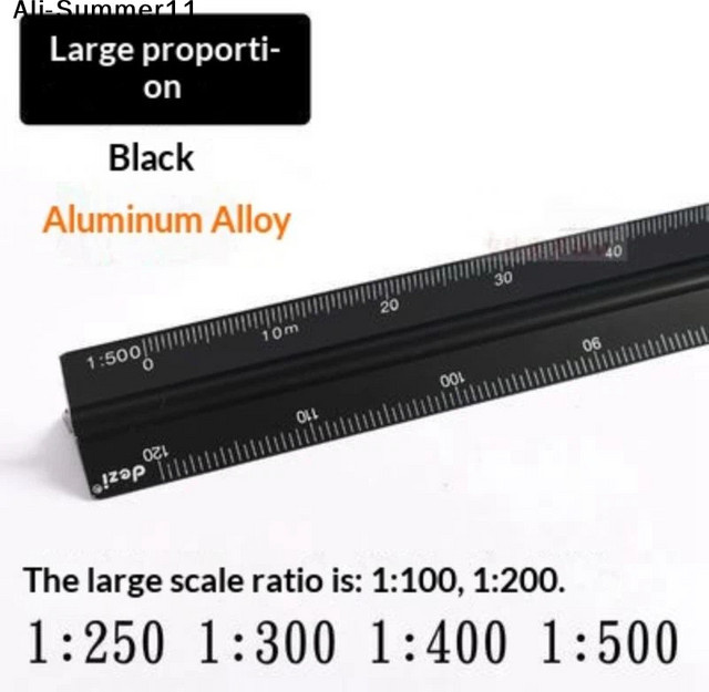 Gt1 AyS Dreiecklineal aus Metall und Kunststoff für Architekten und Ingenieure, Maßstäbe 1:20 bis 1:500, Länge: 30 cm - Bild 1