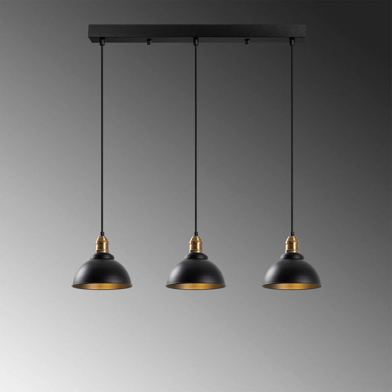 Opviq Pendelleuchte Varzan in Bronze und Schwarz aus Metall mit 3 E27 Fassungen, Höhe: 117 cm, Breite: 21 cm, Tiefe: 21 cm - Bild 2