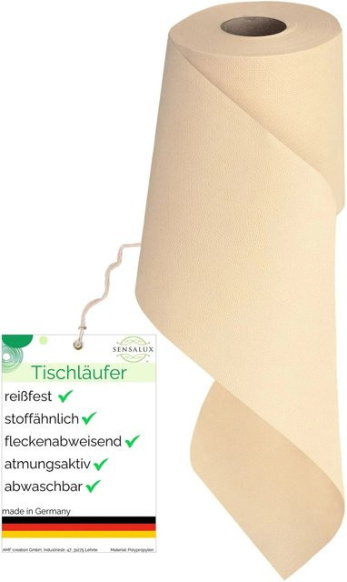 Sensalux Vlies-Tischläufer Creme, wasserabweisend und waschbar, Breite: 15 cm, Länge: 25 m - Bild 1