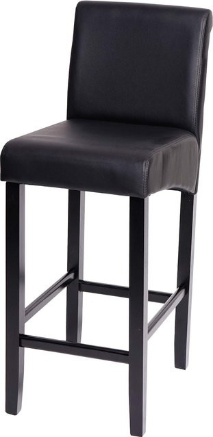 Barhocker MCW-C33 in Schwarz Matt mit Kunstleder und Holzbeinen im Retro-Look - Bild 1