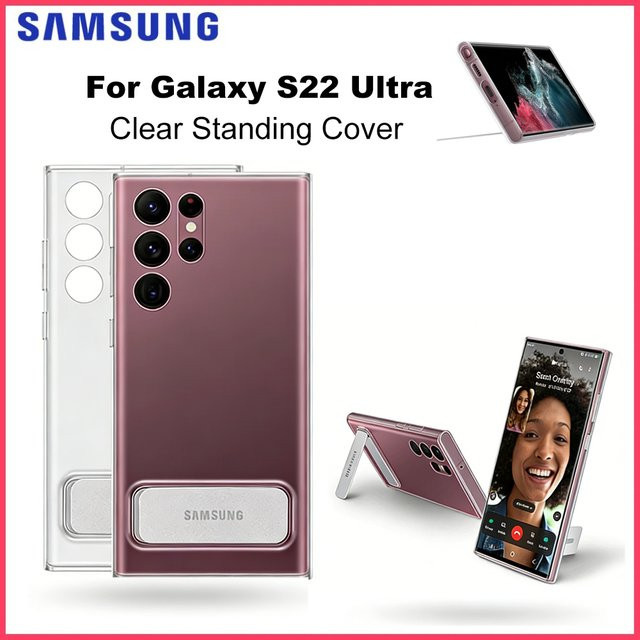 Samsung Galaxy S22 Ultra Clear Standing Cover Transparente Schutzhülle mit einstellbarem Betrachtungswinkel EF-JS908CTEG - Bild 1
