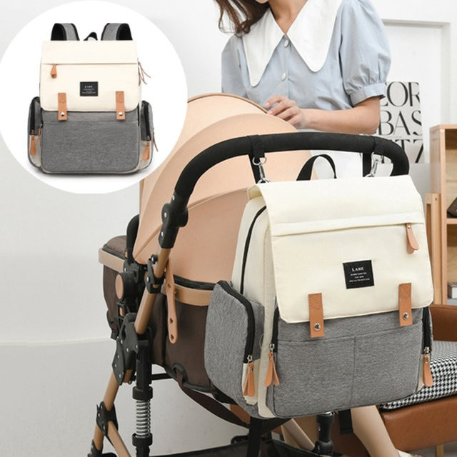 Wasserdichter Windelrucksack von DHDH in Grau mit großer Kapazität für Mama und Baby - Bild 1