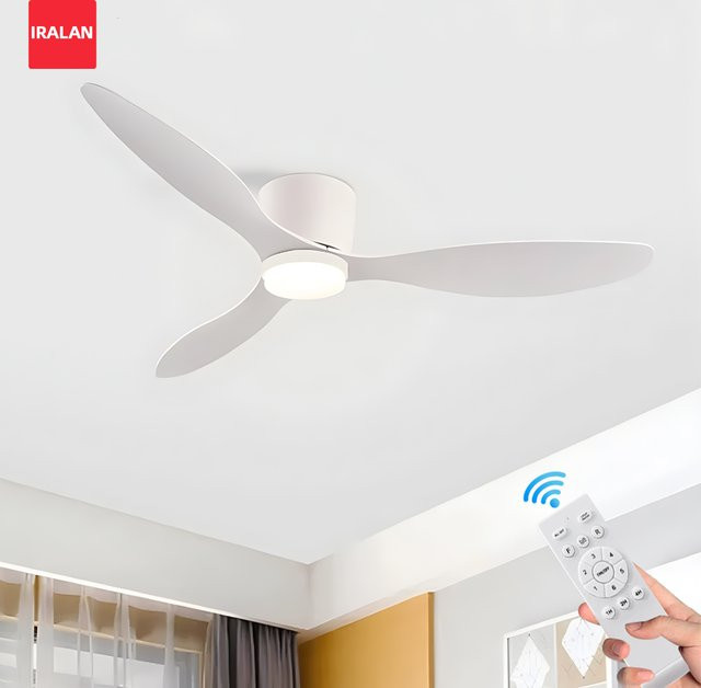 IRALAN Deckenventilator mit Licht, 6 Geschwindigkeiten, umkehrbarer DC-Motor, 3CCT Lichtfarbe und Fernbedienung, Schwarz/Weiß/Holz - Bild 1