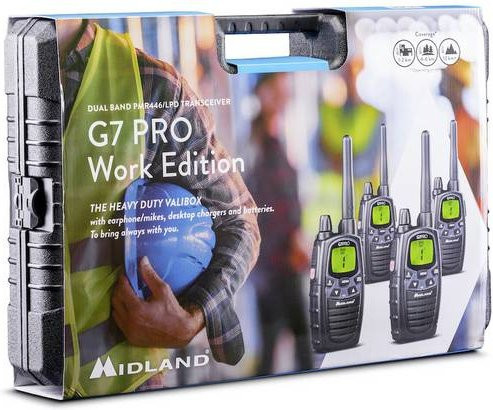 Midland Work Edition Set 4x G7 Pro C1090.19 PMR-Handfunkgeräte in Schwarz - Bild 1