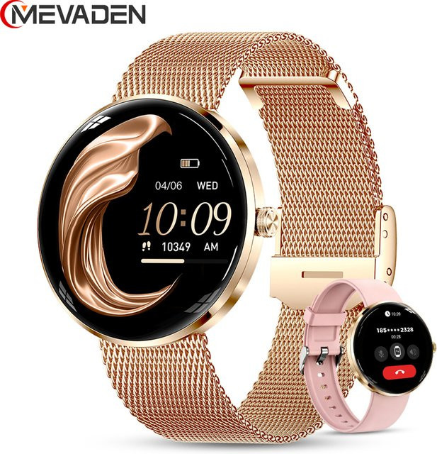 MEVADEN H33 Damen Smartwatch mit 1,43 Zoll AMOLED-Bildschirm aus Edelstahl in Gold - Bild 1
