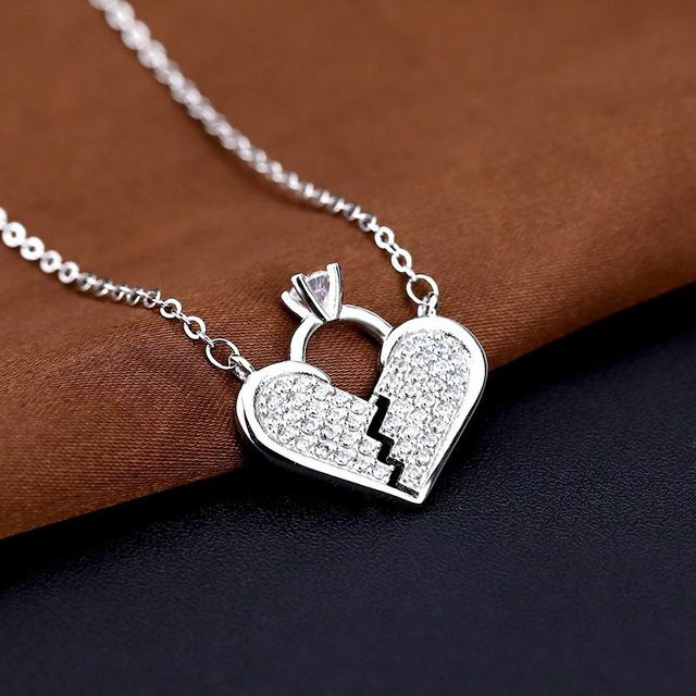 Wucifang Jewelry Liebeskette, Herz Anhänger, Kupfer, Schwarz, Damen - Bild 1