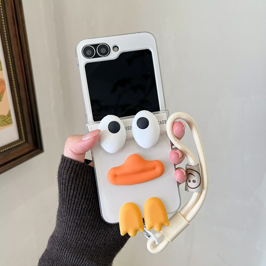 Lustige Cartoon Ente Handyhülle für Samsung Galaxy Z Flip 6 5 4 3 transparent aus Hartplastik - Bild 2