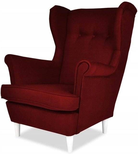 FamilyMeble ARI Ohrensessel im skandinavischen Stil, Kirschrot Burgund, B/T/H: 84 x 92 x 104 cm - Bild 1