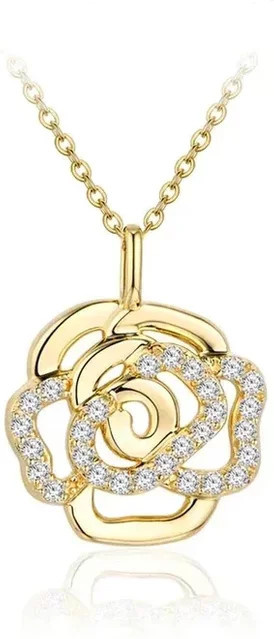 Huitan Halskette, Blumen-Anhänger, Gold, Zirkonia, Damen - Bild 1