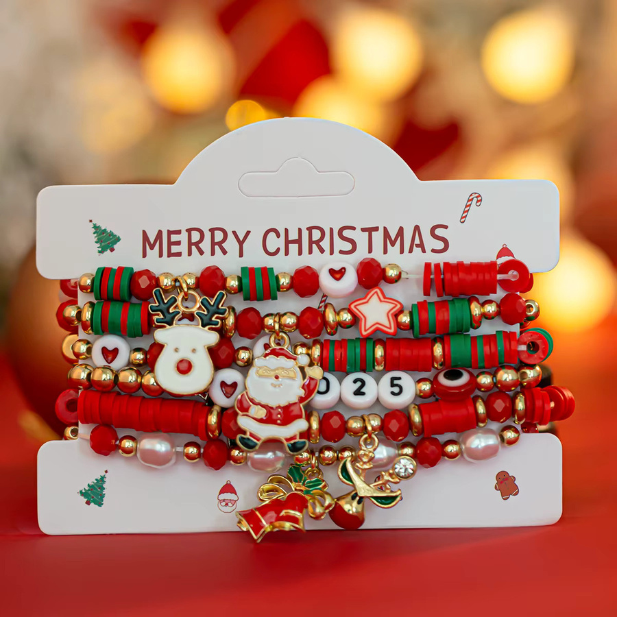 Salircon Armband, 6-teilig, Weihnachtsmann, Schneeflocke, Baum, Damen, Bunt - Bild 3