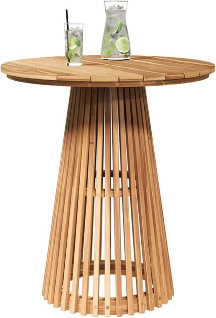 Yiwydaa Beistelltisch aus massivem Teakholz in Braun, rund, B/T/H: 70 x 70 x 75 cm - Bild 1