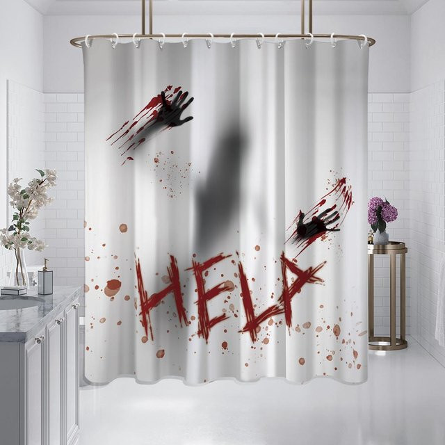 Duschvorhang Halloween-Thema mit abstraktem Design von Household supplies MH, wasserdicht und schimmelresistent, Mehrfarbig, B/H: 180 x 180 cm - Bild 1