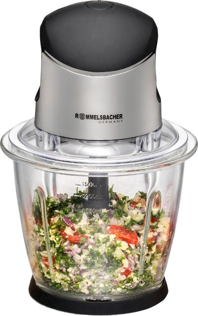 Rommelsbacher Multi-Zerkleinerer MZ 500 in Schwarz/Silber mit Glasbehälter und Edelstahlkomponenten - Bild 1