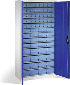 C+P Magazinschrank mit 72 Regalkästen und Türen, Front Enzianblau, Korpus Lichtgrau, H 198 cm x B 100 cm x T 42 cm - Bild 1