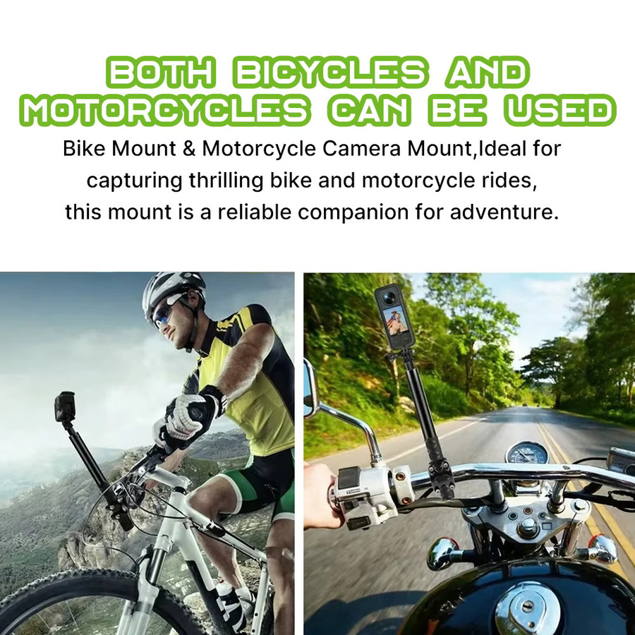 HONGDAK Selfie Stick Einbeinstativ für Motorrad und Fahrrad, kompatibel mit GoPro Hero 13 12 11 10, DJI und Insta360 Action Kameras, Schwarz - Bild 5