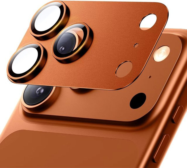 Kameraobjektivschutz aus Metall und gehärtetem Glas für Apple iPhone 17 Pro Max in Orange - Bild 1