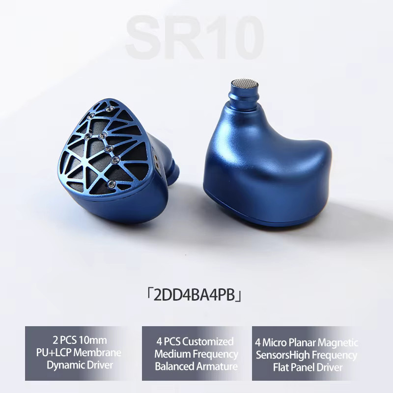 Sound Rhyme SR10 In-Ear HiFi-Kopfhörer mit Dual 10mm PU+LCP Membran-Dynamiktreiber IEMs Musik-Monitor in Blau - Bild 3