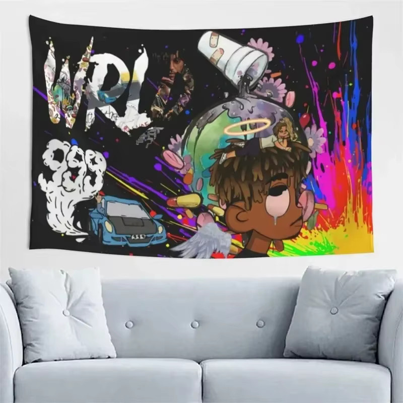 VIKAMA Juice WRLD 999 Club Wandteppich Graffiti Hip-Hop Wandbehang Multicolour B: 40 cm, H: 40 cm - Bild 2