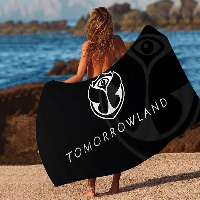 Tomorrowland Musik Mikrofaser Strandtuch von JMG Household Supplies, schnelltrocknend und super saugfähig, Farbe: Schwarz, B/L: 76 x 182 cm - Bild 1
