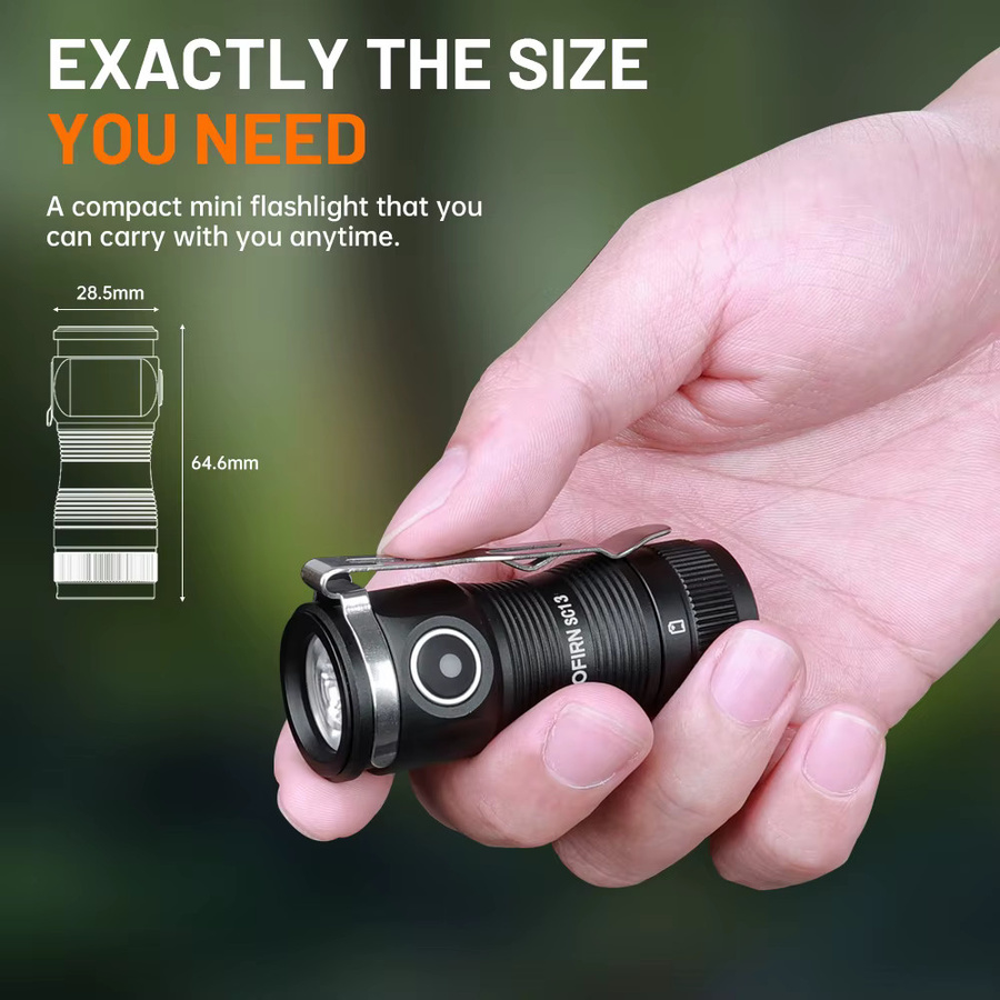 Sofirn Mini SC13 SST40 LED Taschenlampe in Schwarz mit 1300 lm, 6000 K Kaltweiß, wiederaufladbar mit Magnet und Schlüsselanhänger-Funktion - Bild 3