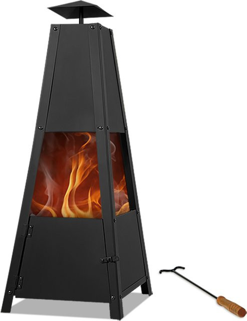 Gardebruk Chiminea Feuerstelle Pyramide aus Metall in Schwarz für Holz oder Kohle - Bild 1