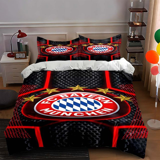 FC Bayern München Bettwäsche-Set mit Logo-Muster, Farbe Rot, B/H: 250 x 220 cm - Bild 1