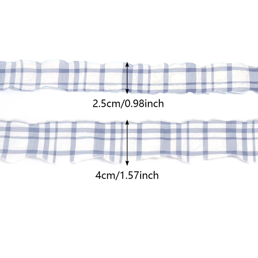 Buntes kariertes Polyester-Plisseeband aus Satin für DIY-Projekte, Geschenkverpackungen und Dekoration, 10 Yards, Mehrfarbig - Bild 2