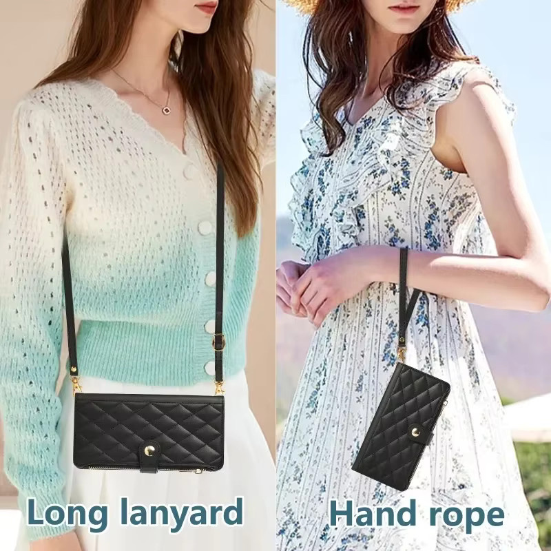 Crossbody Leder Brieftasche und Handyhülle für Samsung Galaxy S26 S25 S24 S23 S22 S21 sowie A57 A37 A17 A07 A16 A06 A36 A56 A55 in Schwarz - Bild 5