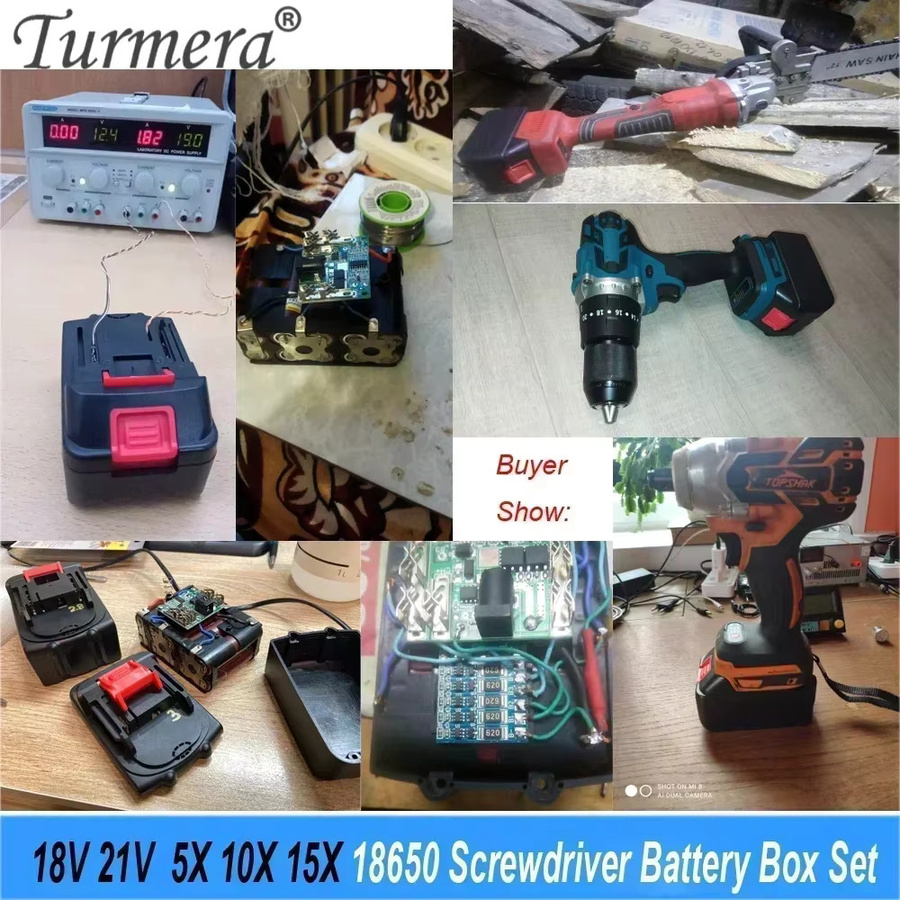 Turmera Schraubendreher-Batteriegehäuse in Schwarz mit 5S 18V 21V 18650-Halter und BMS-Schweißnickel für DIY-Elektrobohrmaschinen - Bild 5