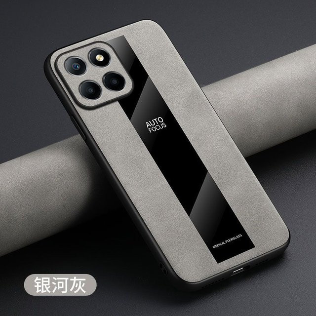 Stoßfeste Lederhülle für Honor 400 Smart 5G und Honor X7D mit magnetischem Ring-Ständer und kabellosem Laden, Farbe: Grau - Bild 1