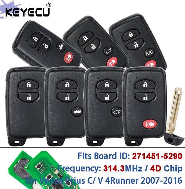 KEYECU Smart Card Fernbedienungsschlüsselanhänger HYQ14ACX Board 271451-5290 314,3 MHz in Schwarz für Toyota Venza Prius C Prius V 4Runner 2009-2018 - Bild 1