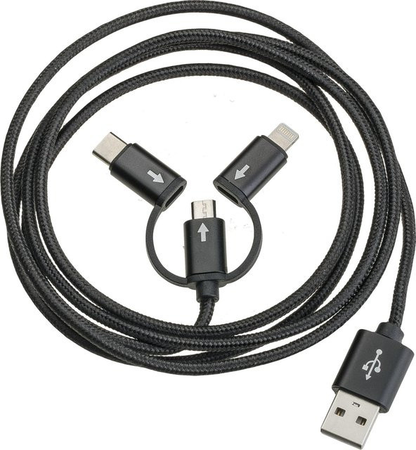 PETER JÄCKEL USB Data Cable ALL IN ONE Schwarz mit Sync- und Ladefunktion - Bild 1