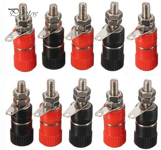 10 Stück Lautsprecherklemmen-Adapter für 4-mm-Bananenstecker in Rot und Schwarz - Bild 1