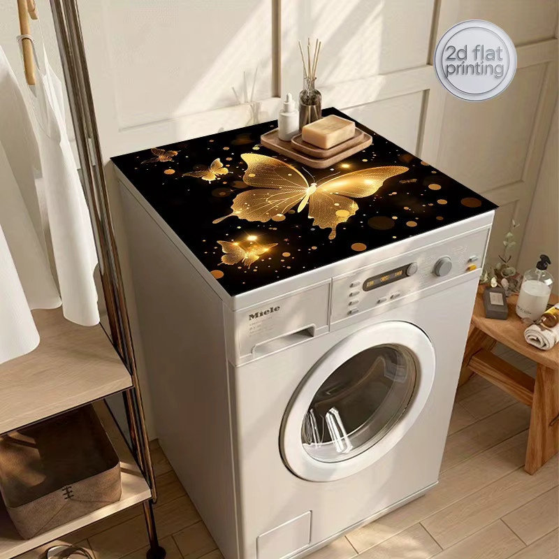 Rutschfeste Staubschutzmatte mit goldenem Schmetterlings-Flugmuster für Waschmaschine und Trockner, B/H: 50,8 x 60,96 cm - Bild 3