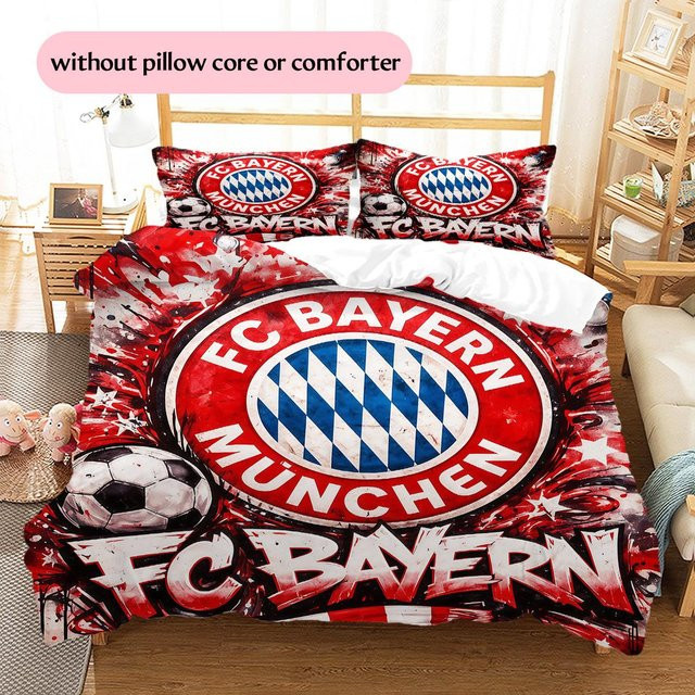 DayByDayLove FC Bayern München Bettwäsche Set mit Muster in Rot, bestehend aus 1 Bettbezug und 2 Kissenbezügen, B/H: 250 x 220 cm - Bild 1
