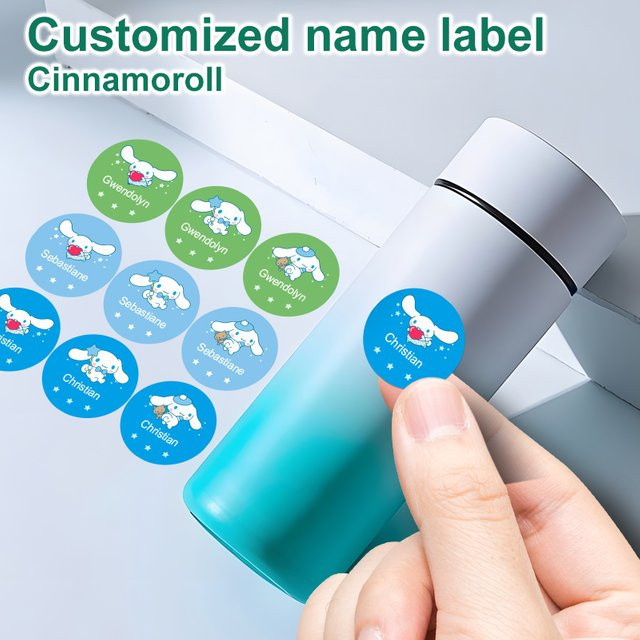 Sanrio Cinnamoroll Namensaufkleber – Personalisierte wasserfeste Etiketten für Schulbedarf aus Kunststoff - Bild 1