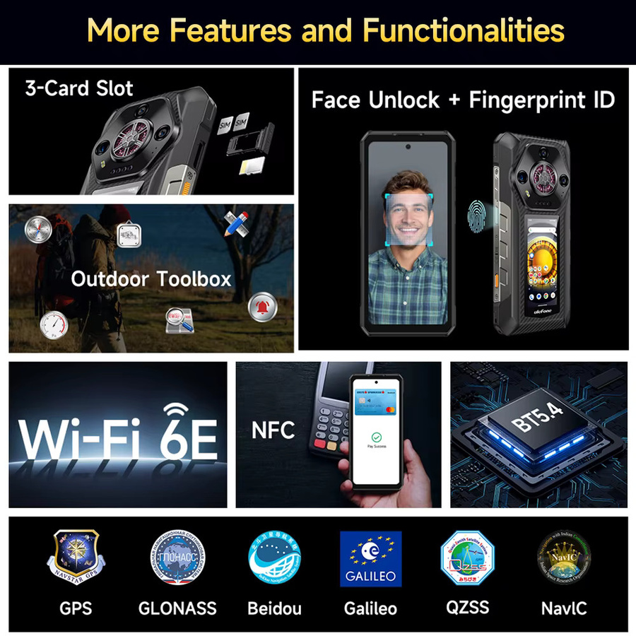 Ulefone Armor 30 Pro 5G Robustes Android-Smartphone in Schwarz mit 6,95 Zoll Display, 512 GB ROM, 12800 mAh Akku, 64 MP Nachtkamera und NFC - Bild 5
