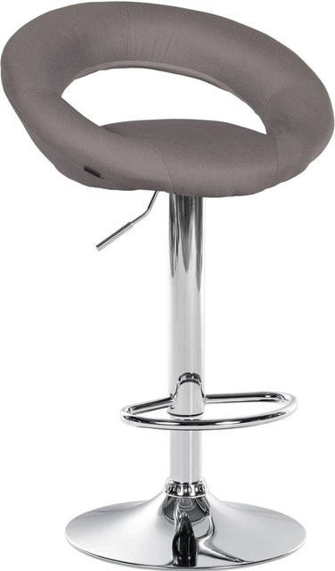 DELUKE Barhocker MEKIM, höhenverstellbarer Barstuhl aus Stoff in Grau mit silbernem Fuß, drehbar und mit Lehne, B/T/H: 52 x 47 x 77 cm - Bild 1