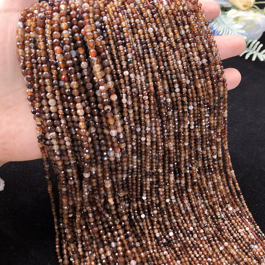 xilitata Kaffee-Achat-Edelsteinperlen, natürliche Perlen, Unisex - Bild 3