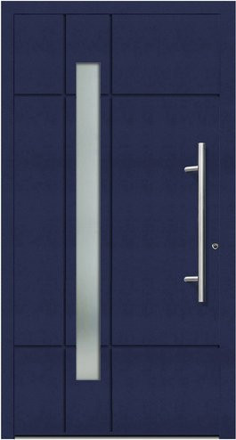 KNOCK Flügelüberdeckende Kunststoff-Haustür Terra in Stahlblau mit Glaseinsatz und RC2-Schutz, Höhe: 210 cm, Breite: 100 cm - Bild 1