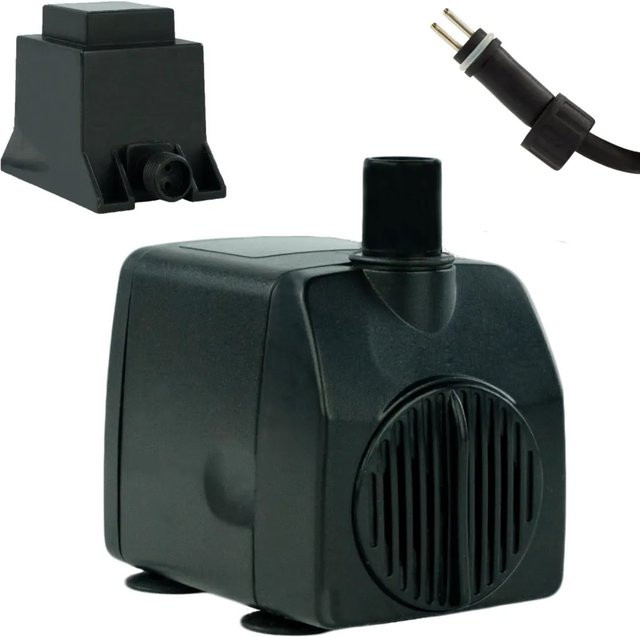 Kerry Electronics Teichpumpe 12 V, leise Wasserpumpe für Aquarium und Springbrunnen, 750 l/h, 10 W, 1,4 m Kabel, Schwarz - Bild 1