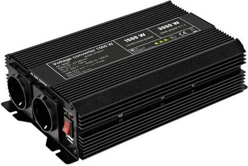 Goobay SPW IT Wechselrichter 1500W 12 V/DC zu 230 V/AC mit 5 V/DC USB-A und USB-C in Schwarz - Bild 1