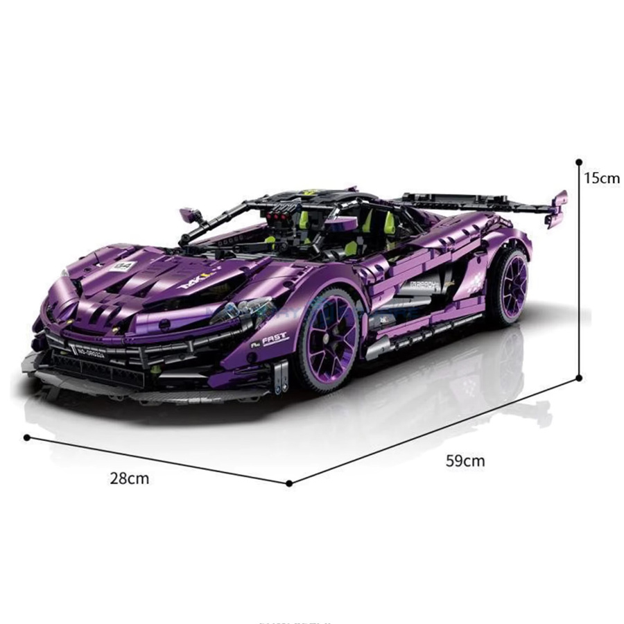 Lila High-Tech-Supercar-Bausteine, Mechanisches Sportrennwagen-Modell, 1:8, ab 14 Jahren - Bild 3