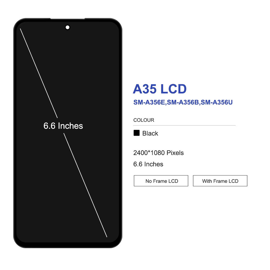 Samsung A35 5G Display mit Rahmen und Touchscreen in Schwarz, 6.6 Zoll - Bild 2