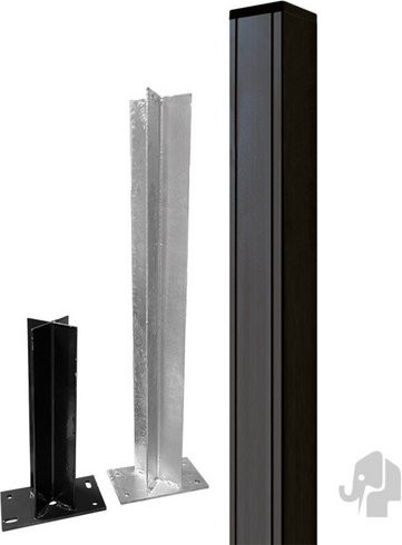 Dekker Hout Alu-Pfosten für Steckzaunelement Ibiza, Farbe: Anthrazit-Grau, B/T/H: 6,8 x 6,8 x 186 cm - Bild 1