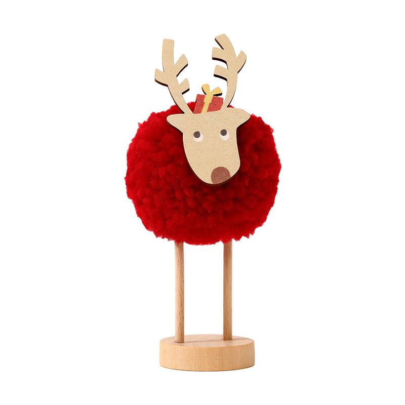 Binchi Keji Travel Weihnachtsdekoration Elch und Rehkitz aus Plüsch und Holz in Weiß - Bild 2