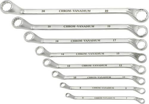 Kwb 8-teiliger Ringschlüssel-Satz aus Chrome-Vanadium-Stahl in Silber, Schlüsselweite metrisch 6 - 22 mm - Bild 1